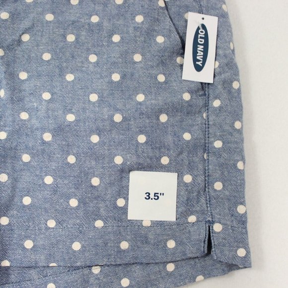 Old Navy Womens Blue Polka Dots Everyday Mid-Rise Shorts Size 10 Linen Blend - Picture 2 of 7